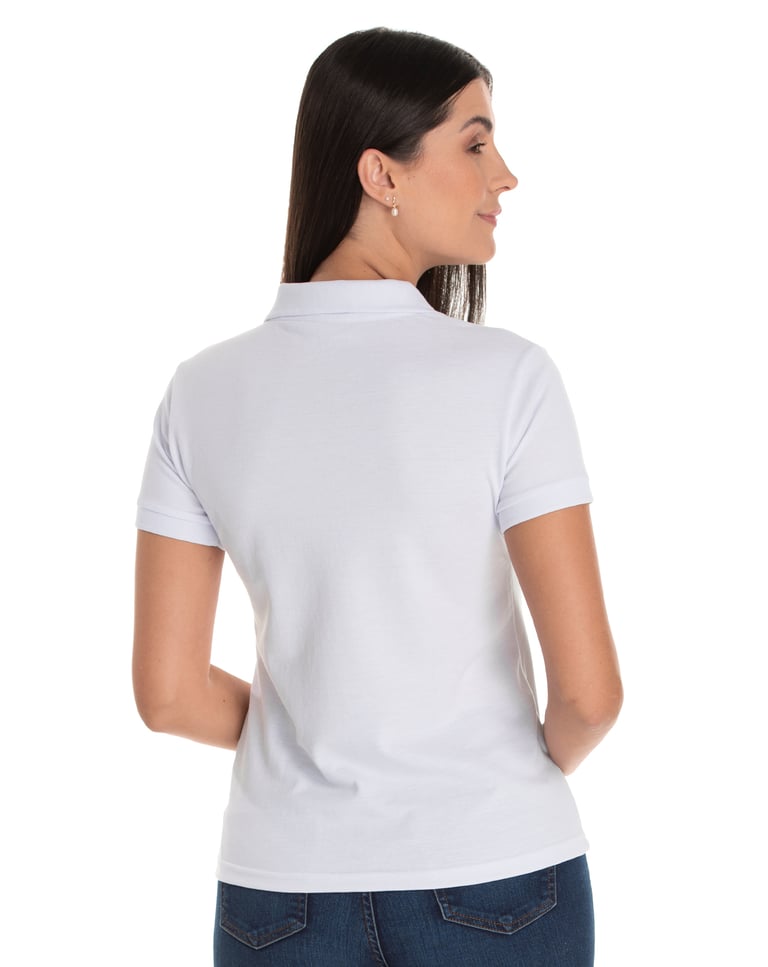 Camisa Polo Piquet Feminina Branca