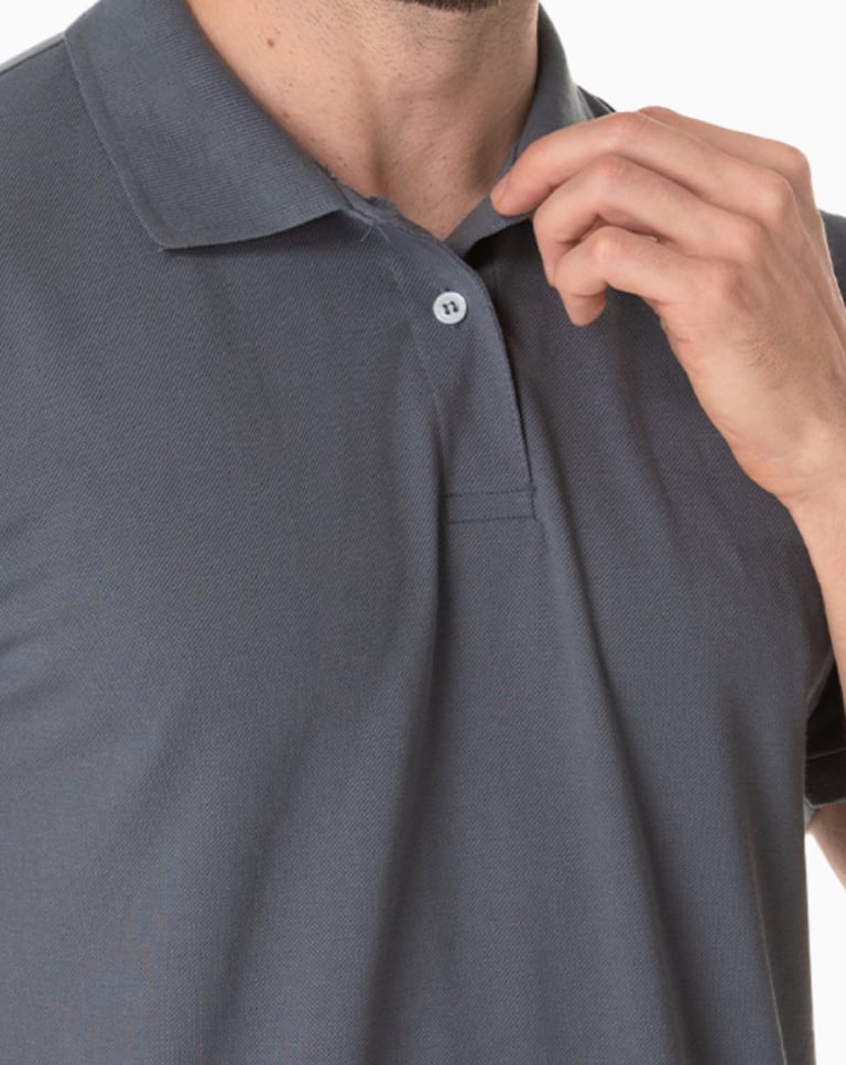 Camisa Polo Piquet Masculina Cinza Chumbo