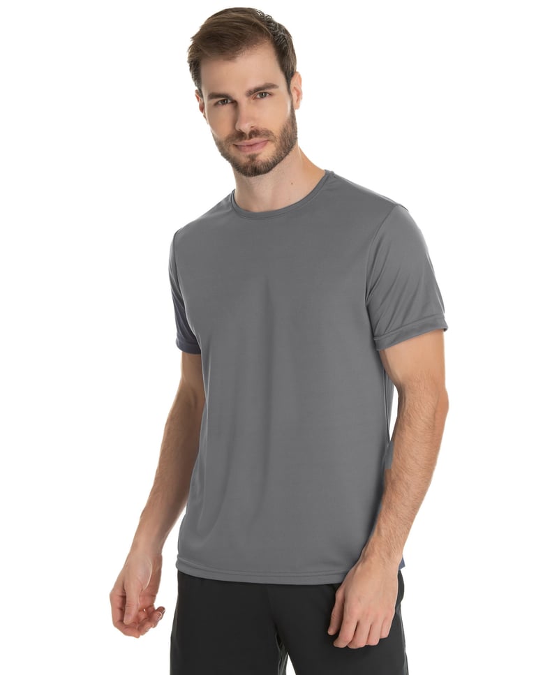 Camiseta Dry Fit Cinza Chumbo Proteção UV 30+