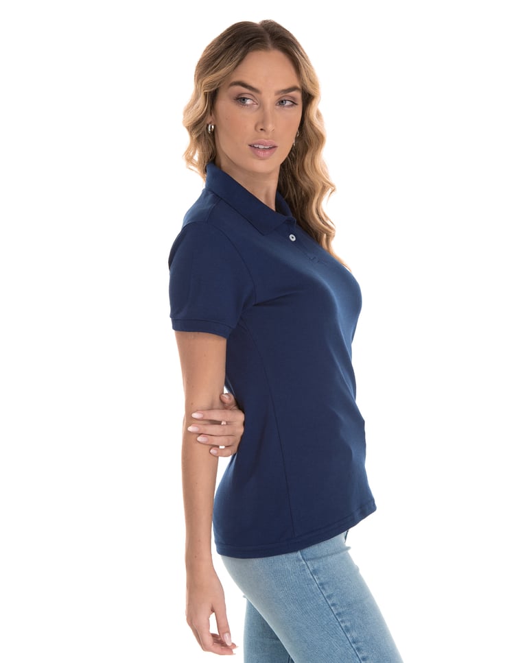 Camisa Polo Piquet Feminina Azul Marinho
