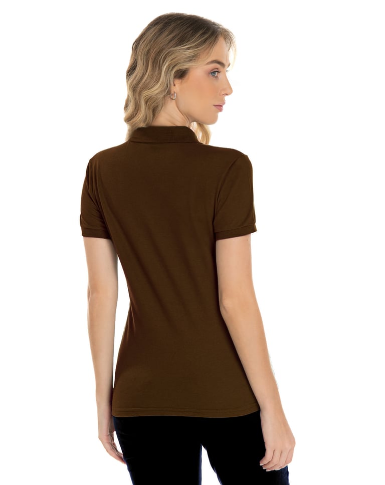 Camisa Polo Piquet Feminina Marrom