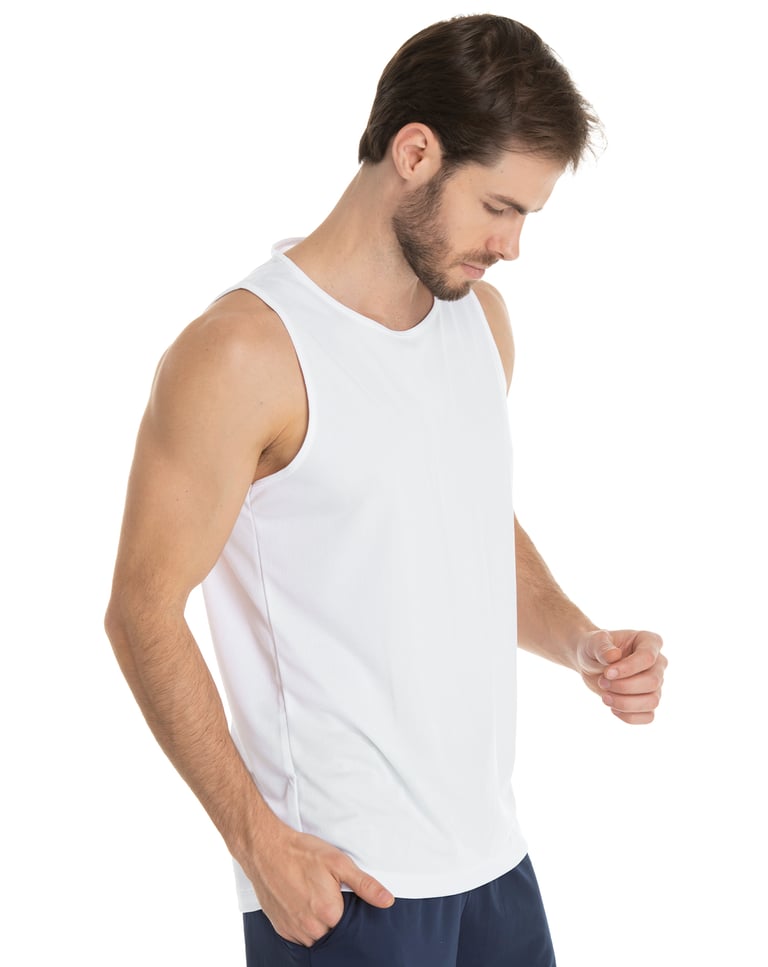 Regata Dry Fit Branca Proteção UV 30+