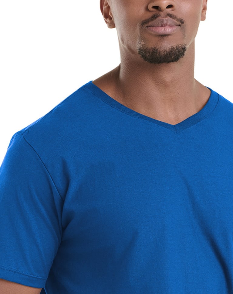 Camiseta Gola V de Algodão Premium Azul Royal