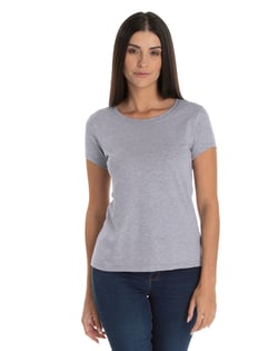 Baby Look de Algodão Premium Cinza Mescla