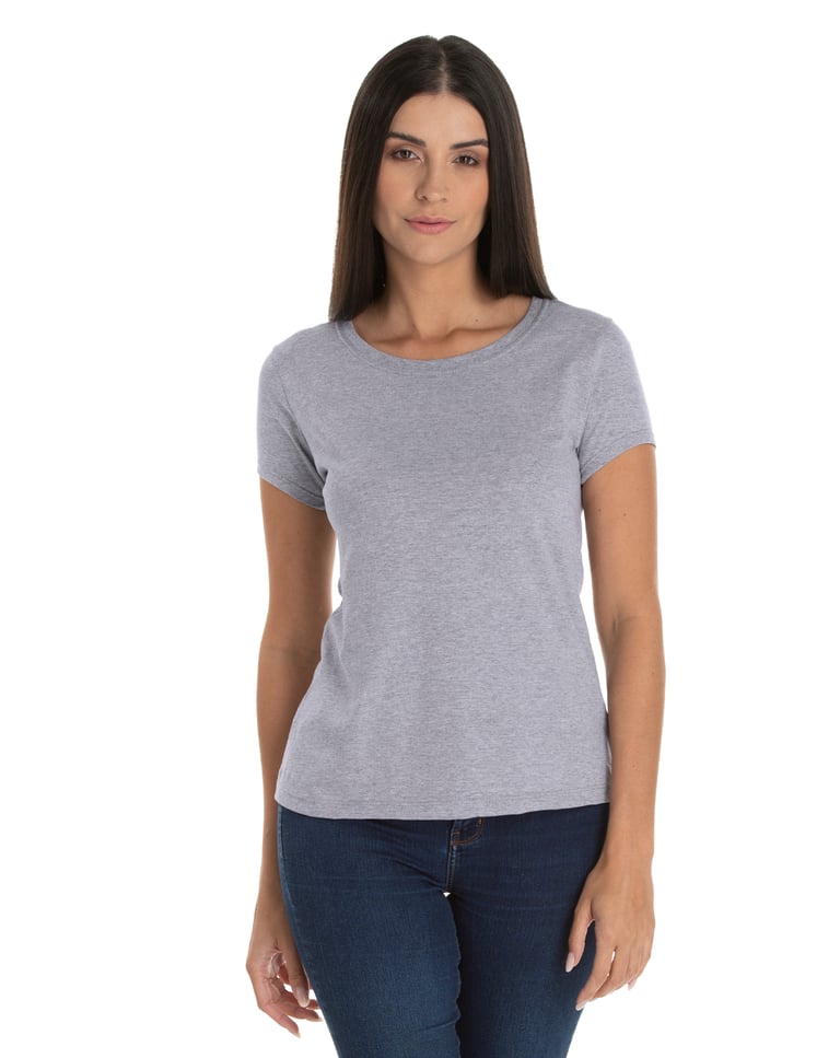 Baby Look de Algodão Premium Cinza Mescla