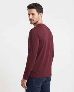 Camiseta Manga Longa de Algodão Premium Bordô