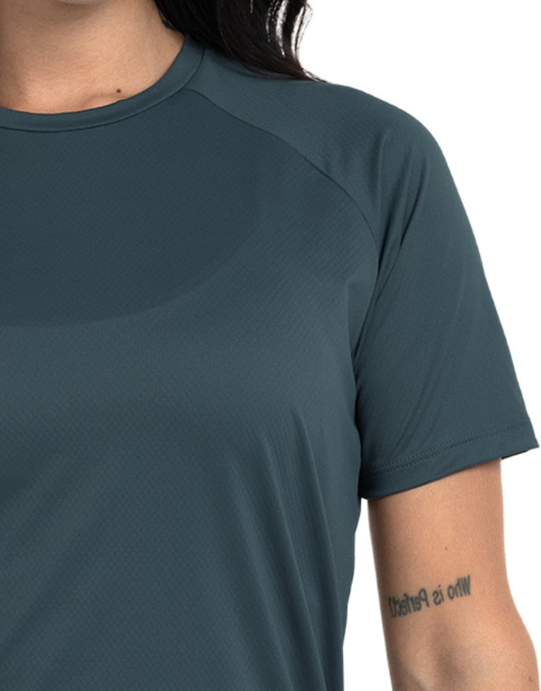 Camiseta Feminina Dry Poliamida Raglan Cinza Titanium