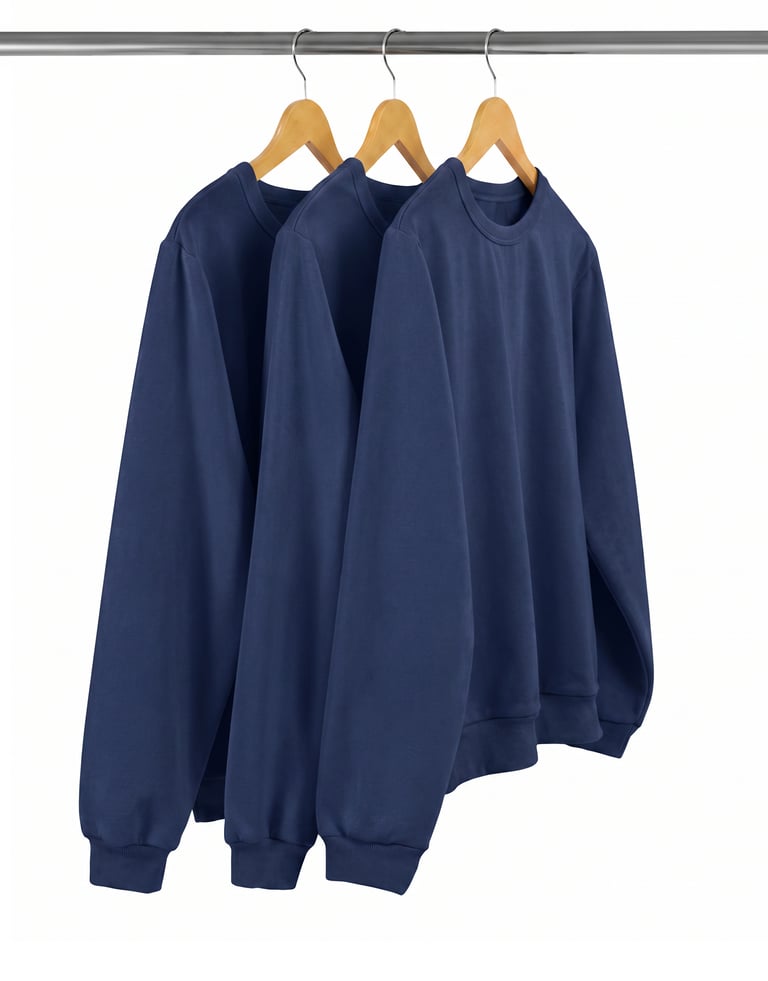 Kit 3 Blusões de Moletom Azul Marinho