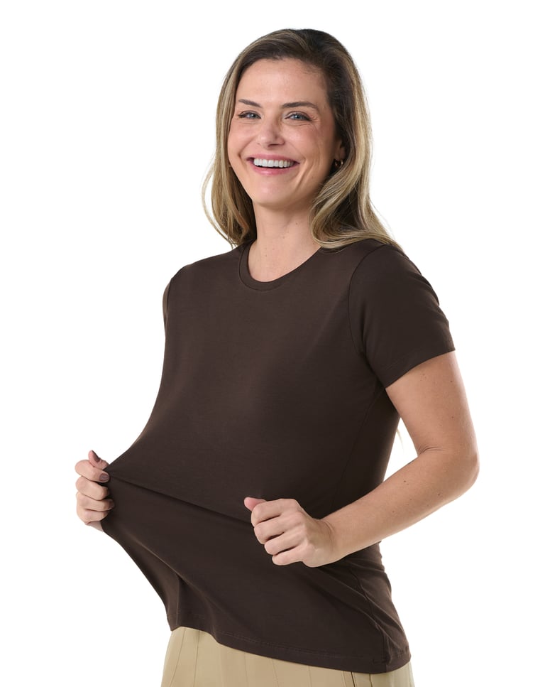 Camiseta Tech Modal Feminina Marrom