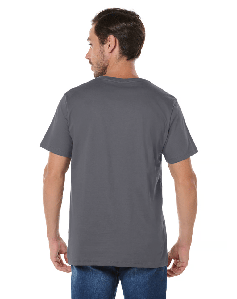 Camiseta Gola V de Algodão Premium Cinza Chumbo