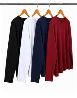 Kit 4 Camisetas Masculinas Manga Longa de Algodão Penteado 04