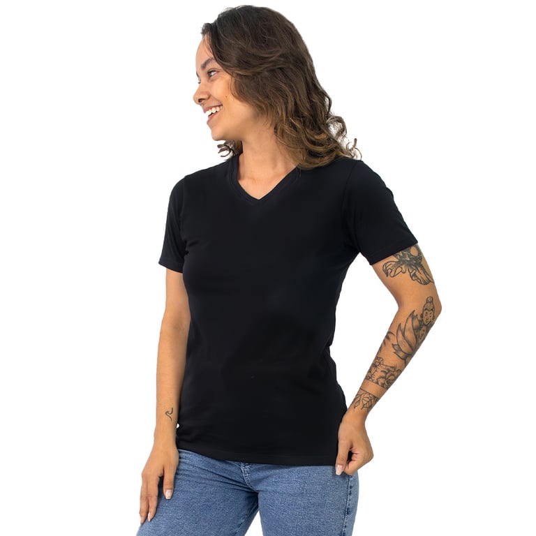 Kit 3 Camisetas Gola V Feminina de Algodão Premium 05