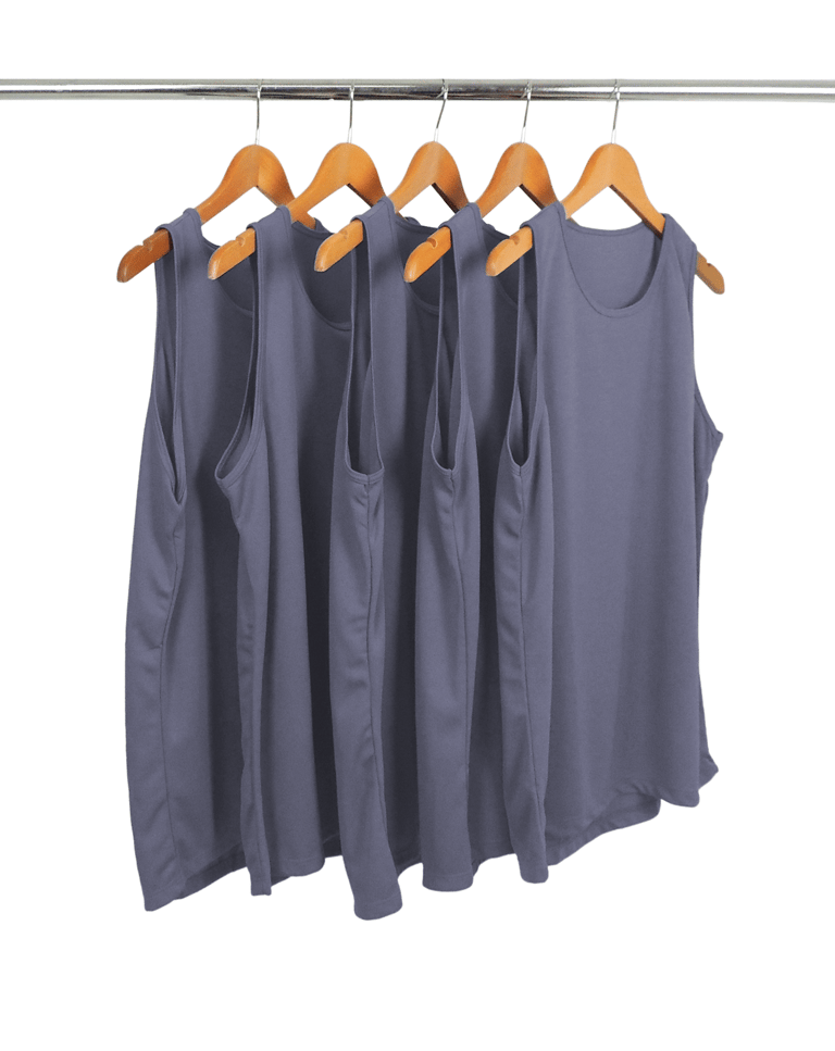 KIT 5 Regatas Dry Fit Cinza Titanium Proteção UV 30+
