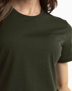 Camiseta de Algodão Egípcio Feminina Verde Musgo