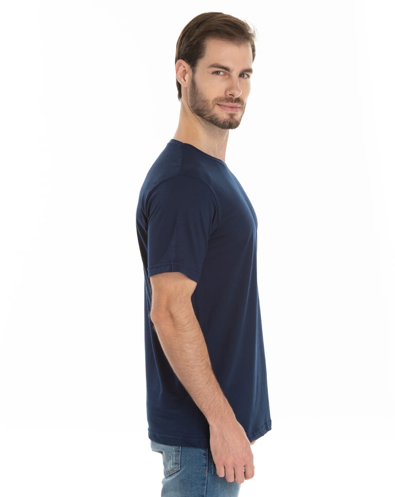 Camiseta de Algodão Premium Azul Marinho