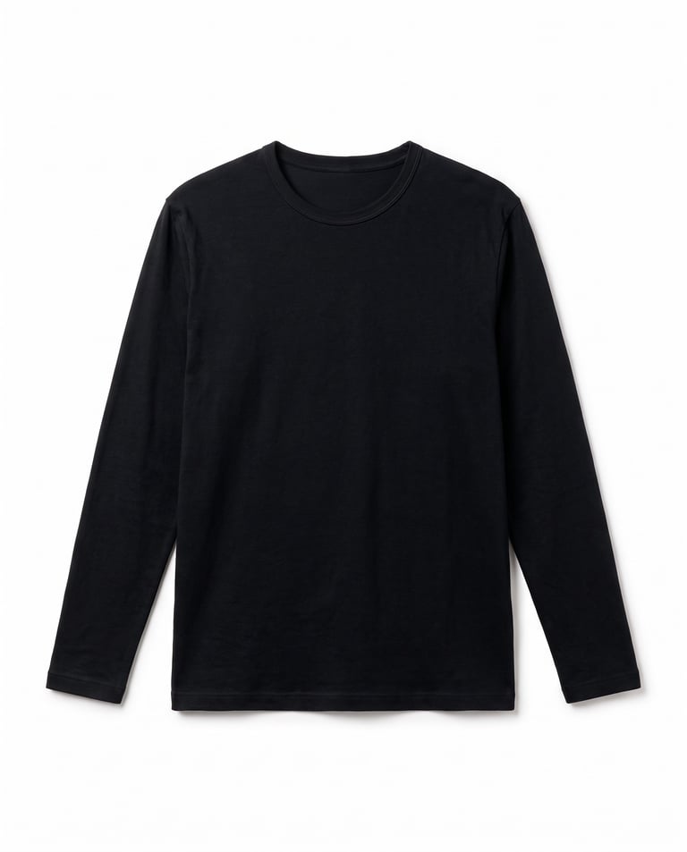 Camiseta Manga Longa de Algodão Premium Preta