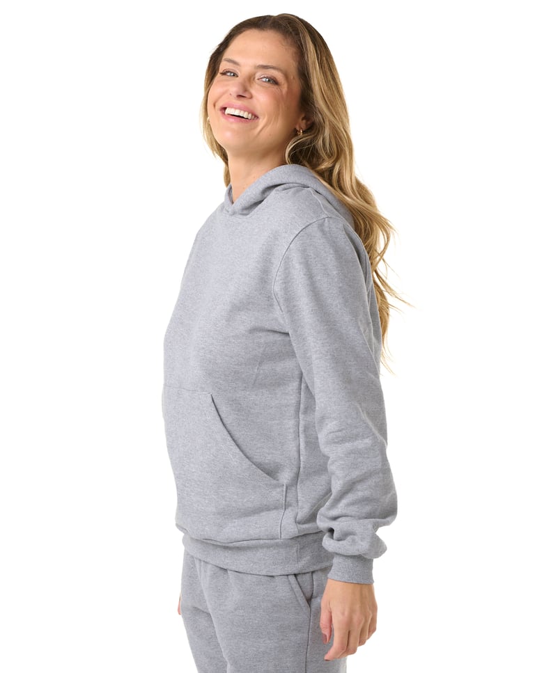 Moletom Canguru com Capuz Feminino Cinza Mescla