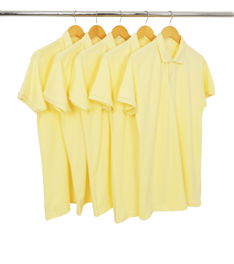 KIT 5 Camisas Polo Piquet Masculina Amarelo Claro