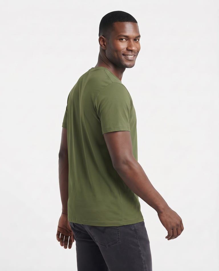 Camiseta de Algodão Premium Verde Militar