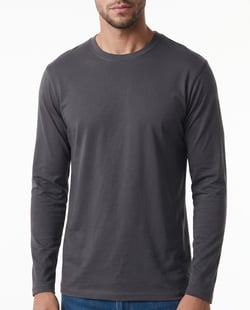Camiseta Manga Longa de Algodão Premium Cinza Chumbo