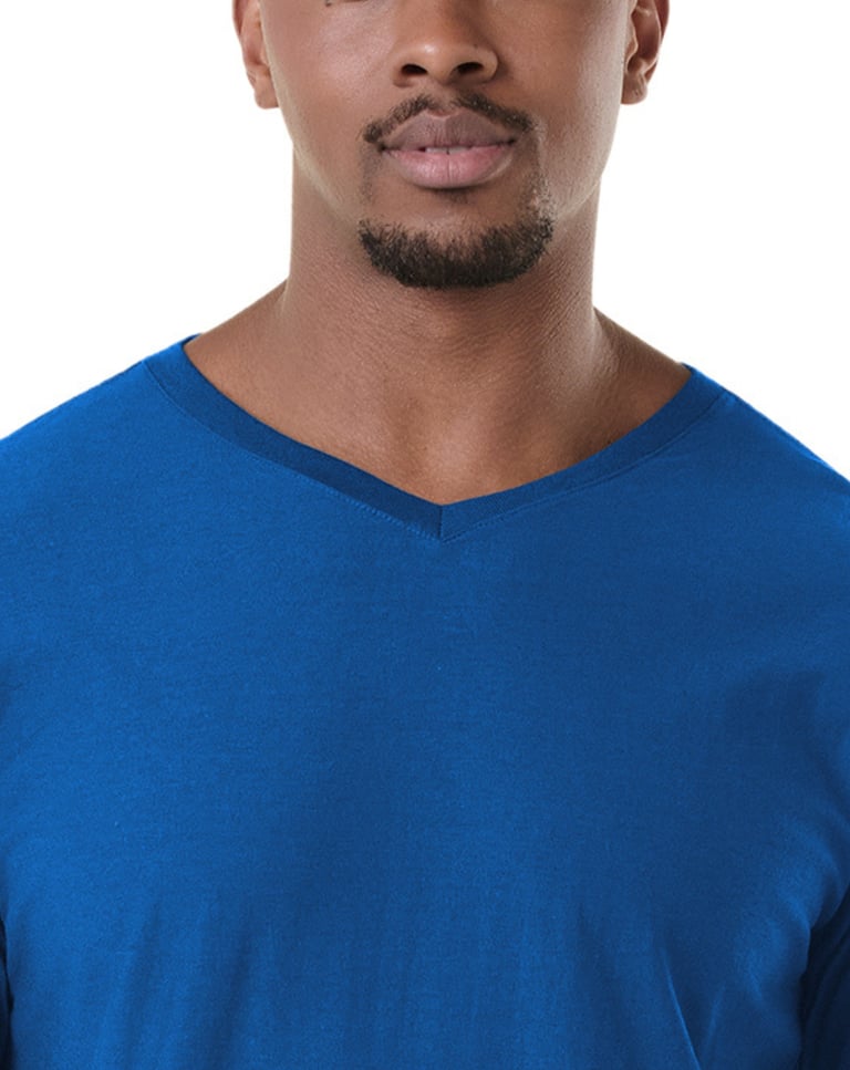 Camiseta Gola V de Algodão Premium Azul Royal