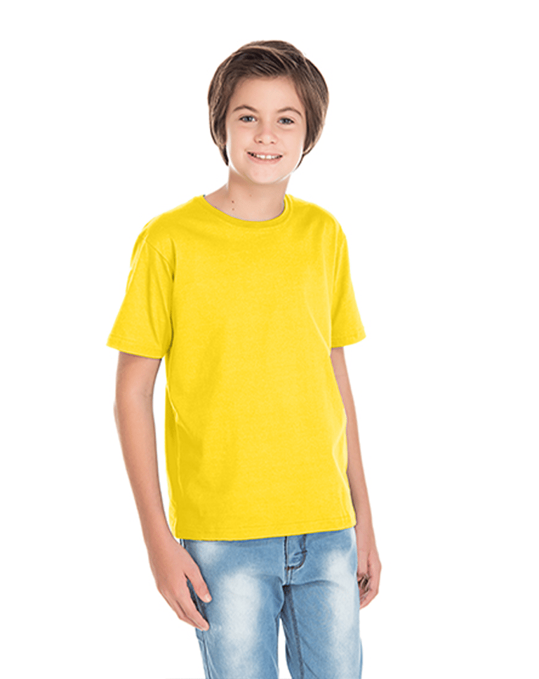 Camiseta Juvenil de Algodão Penteado Amarelo Canário
