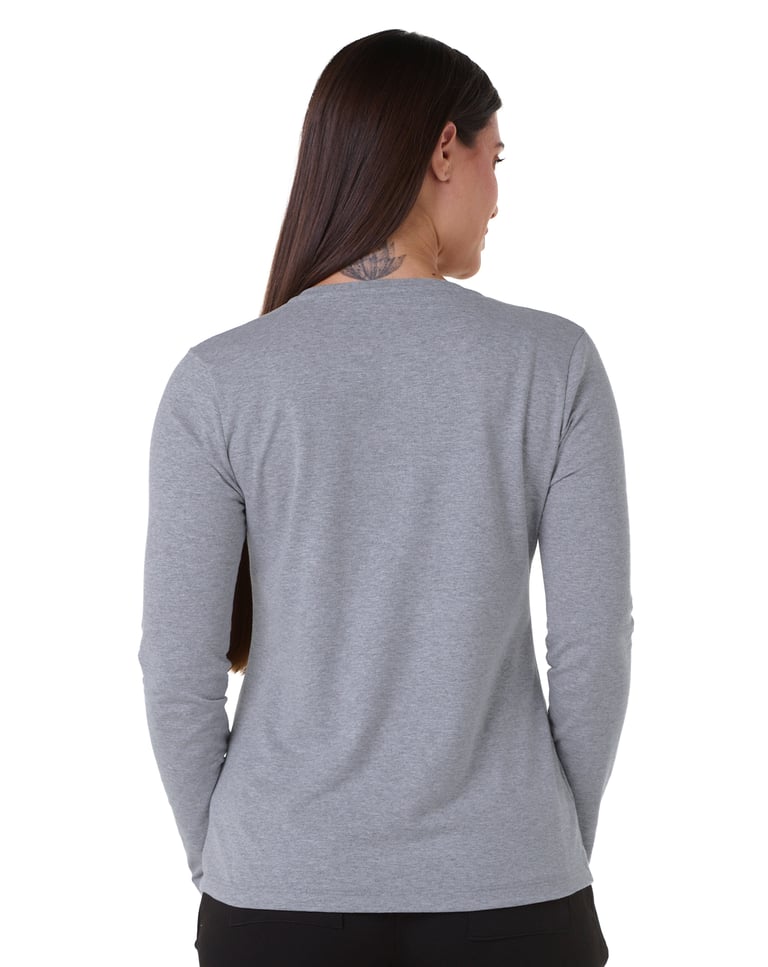Camiseta Feminina Manga Longa de Algodão Premium Cinza Mescla