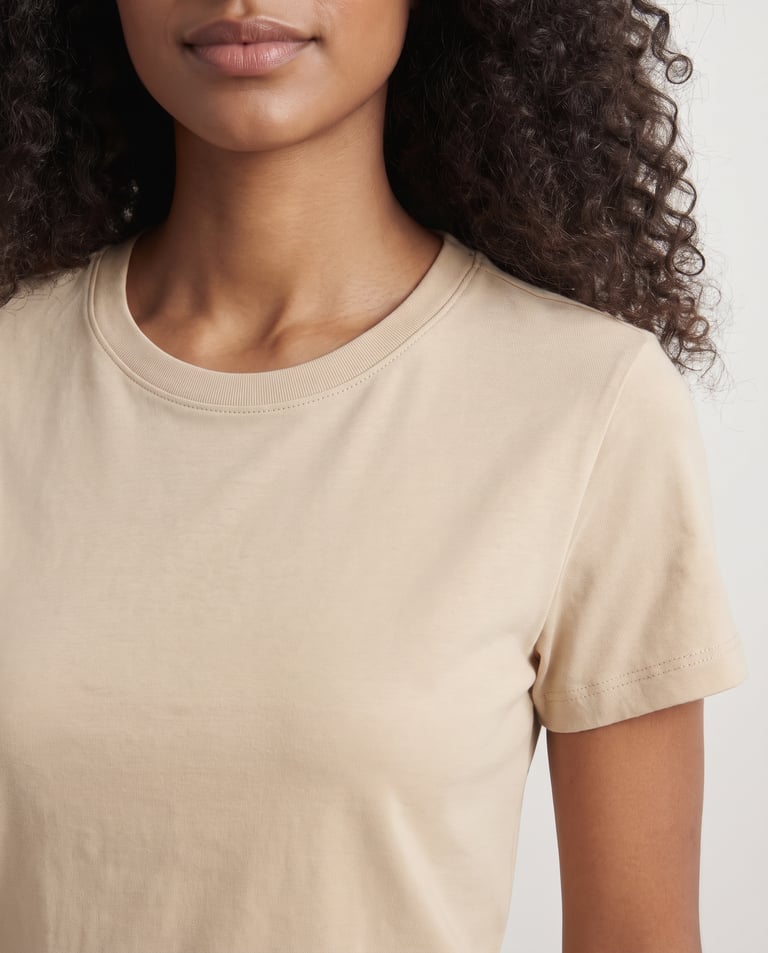 Baby Look de Algodão Premium Areia