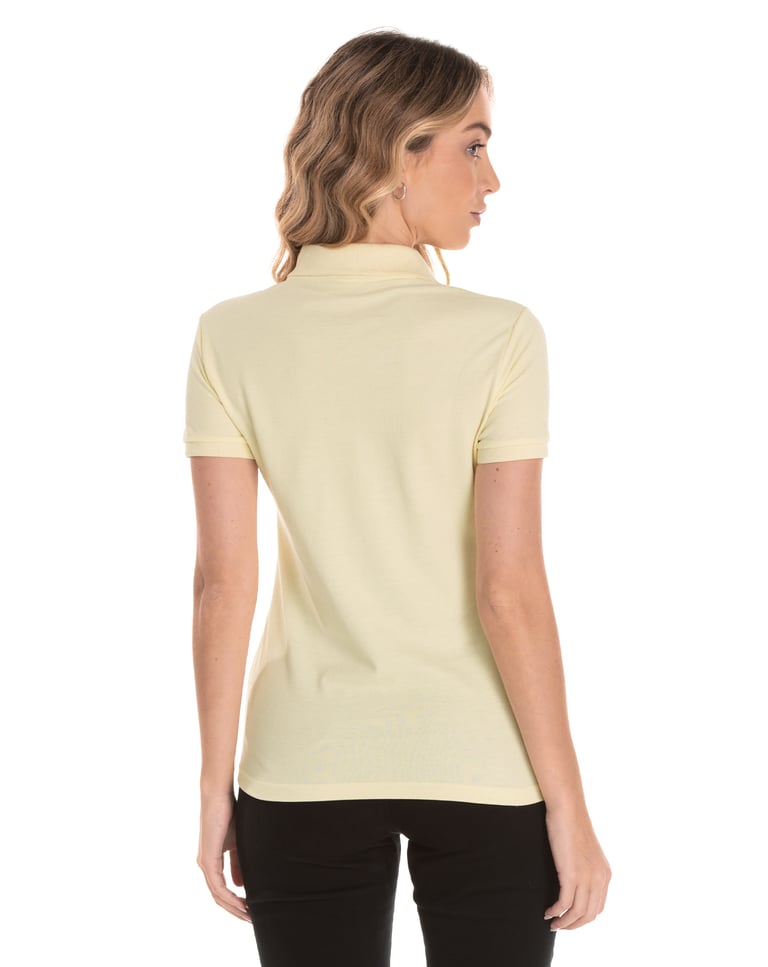 Camisa Polo Piquet Feminina Amarelo Claro