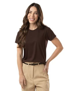 Camiseta de Algodão Egípcio Feminina Marrom Café