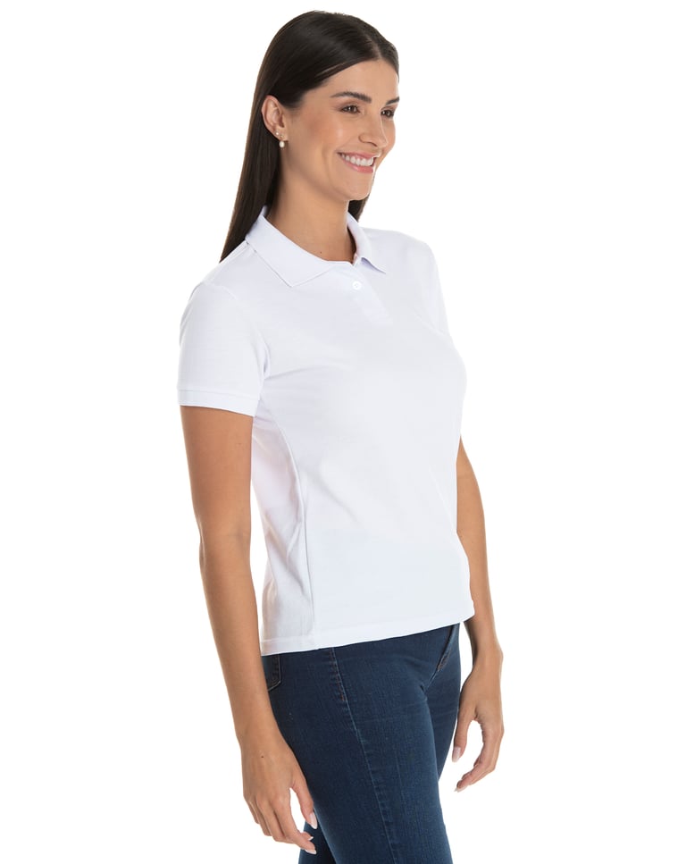 Camisa Polo Piquet Feminina Branca