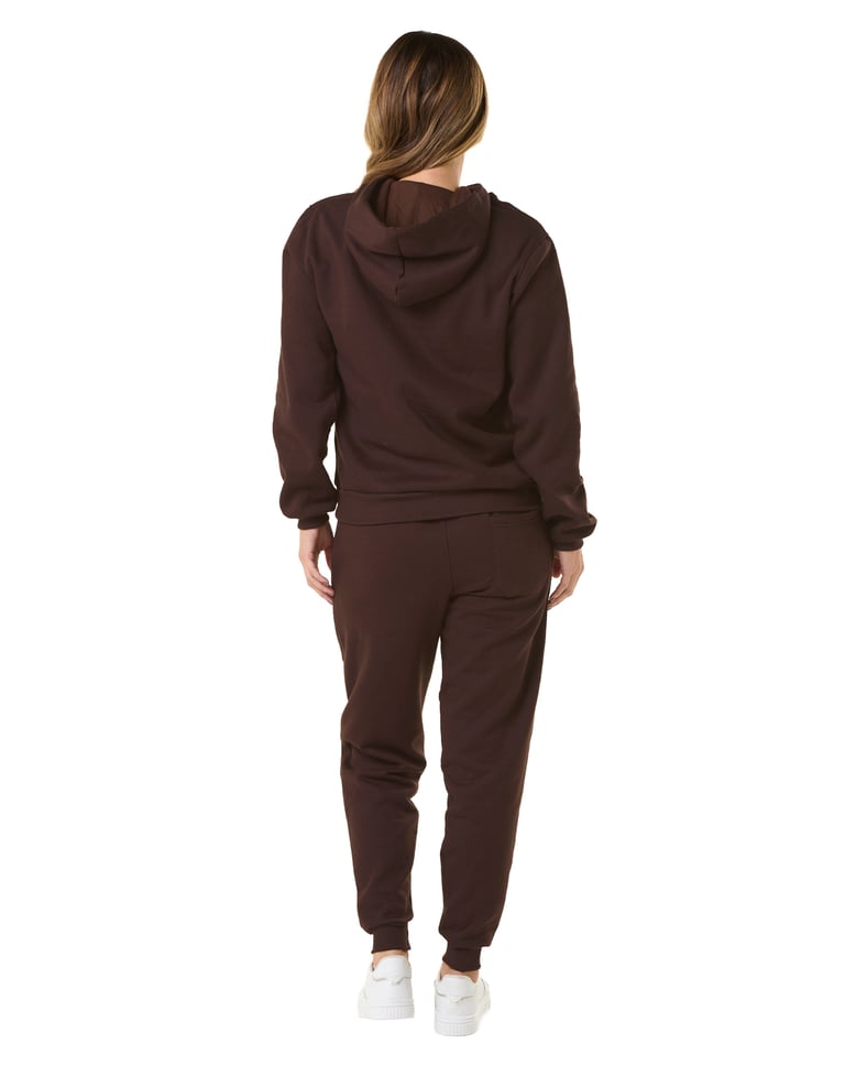 Conjunto Moletom Feminino com Capuz Marrom 08