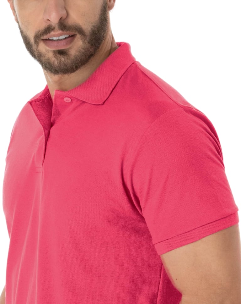 Camisa Polo Piquet Masculina Rosa Pink
