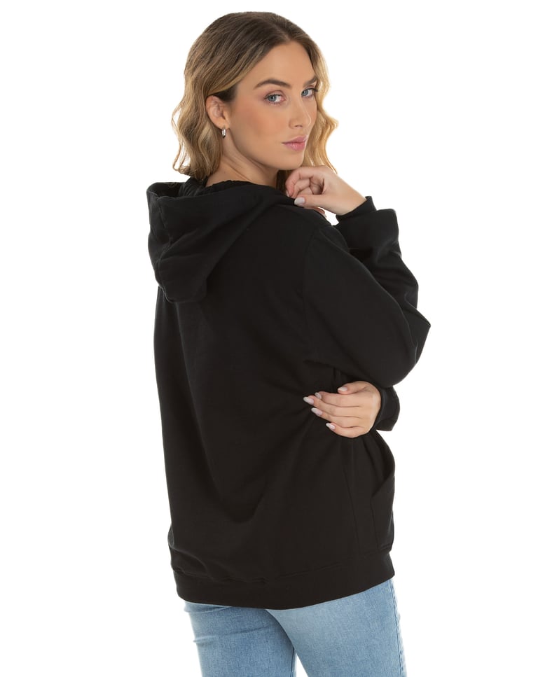 Moletom Canguru com Capuz Feminino Preto