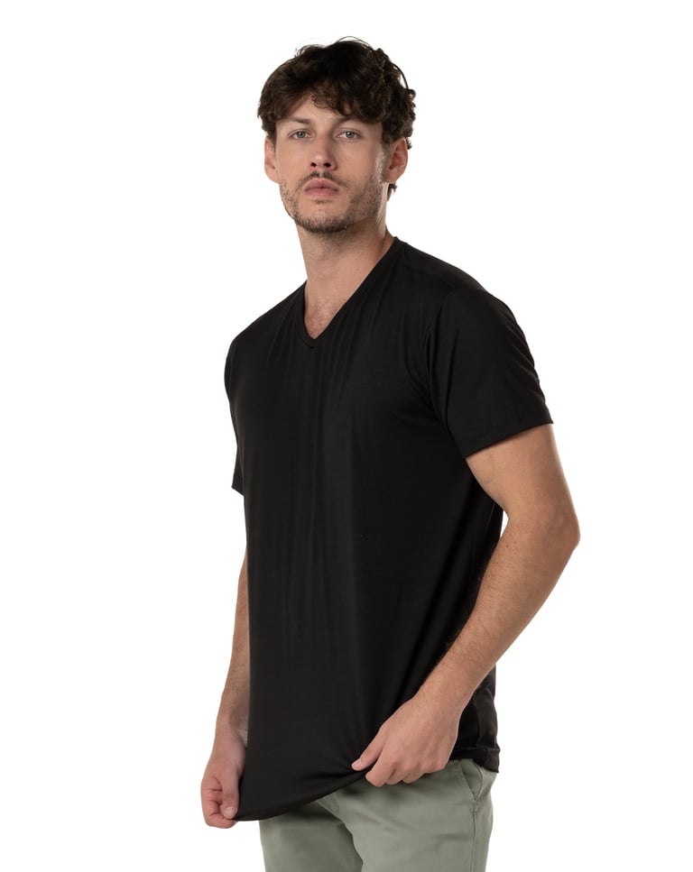 Camiseta Tech Modal Gola V Masculina Preta