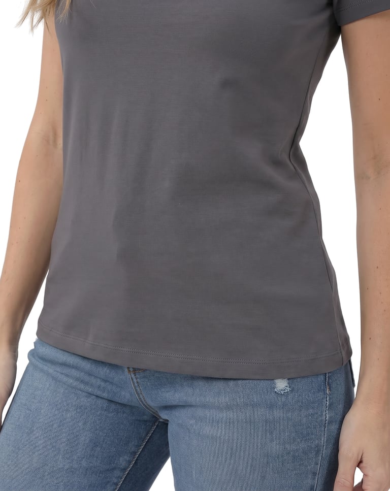 Baby Look de Algodão Premium Cinza Chumbo