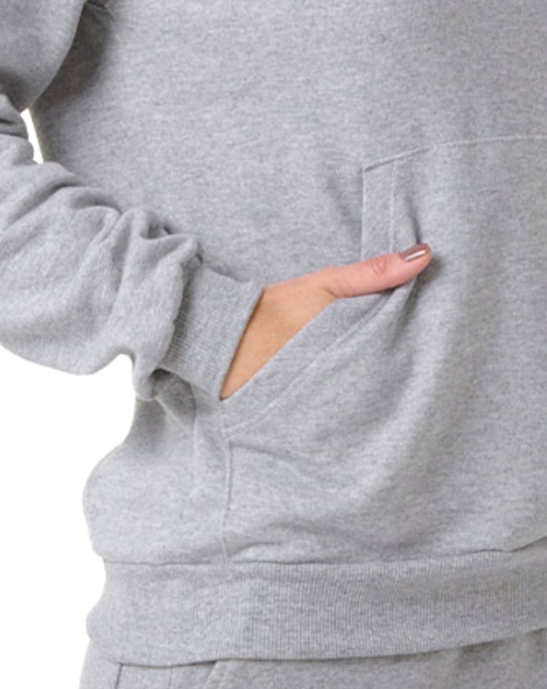 Moletom Canguru com Capuz Feminino Cinza Mescla