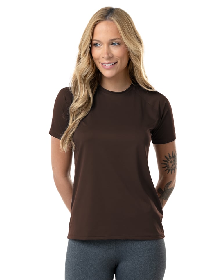 Camiseta Feminina Dry Poliamida Raglan Marrom