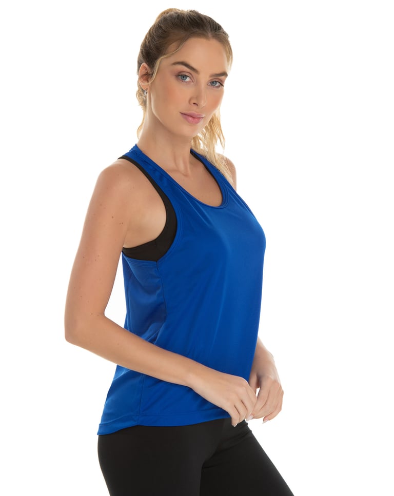 Regata Feminina Dry Fit Azul Royal Proteção UV 30+