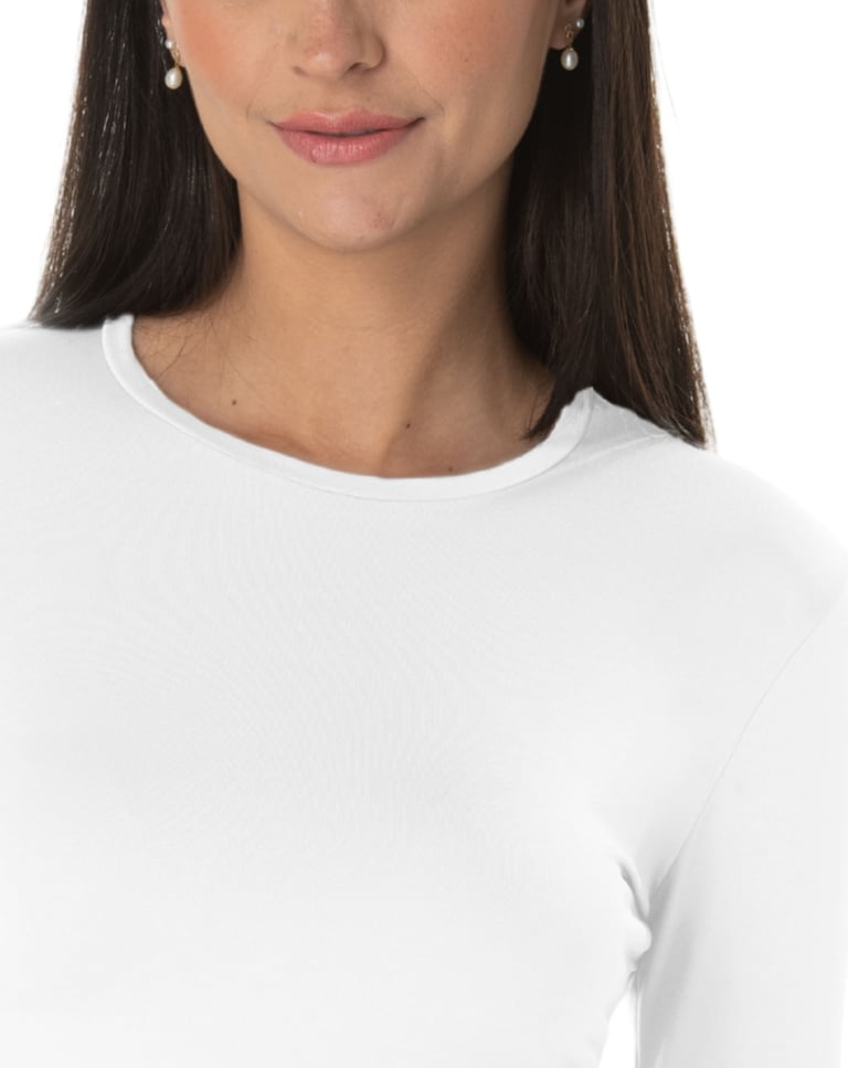 Camiseta Segunda Pele Manga Longa Feminina Branca UV 50+