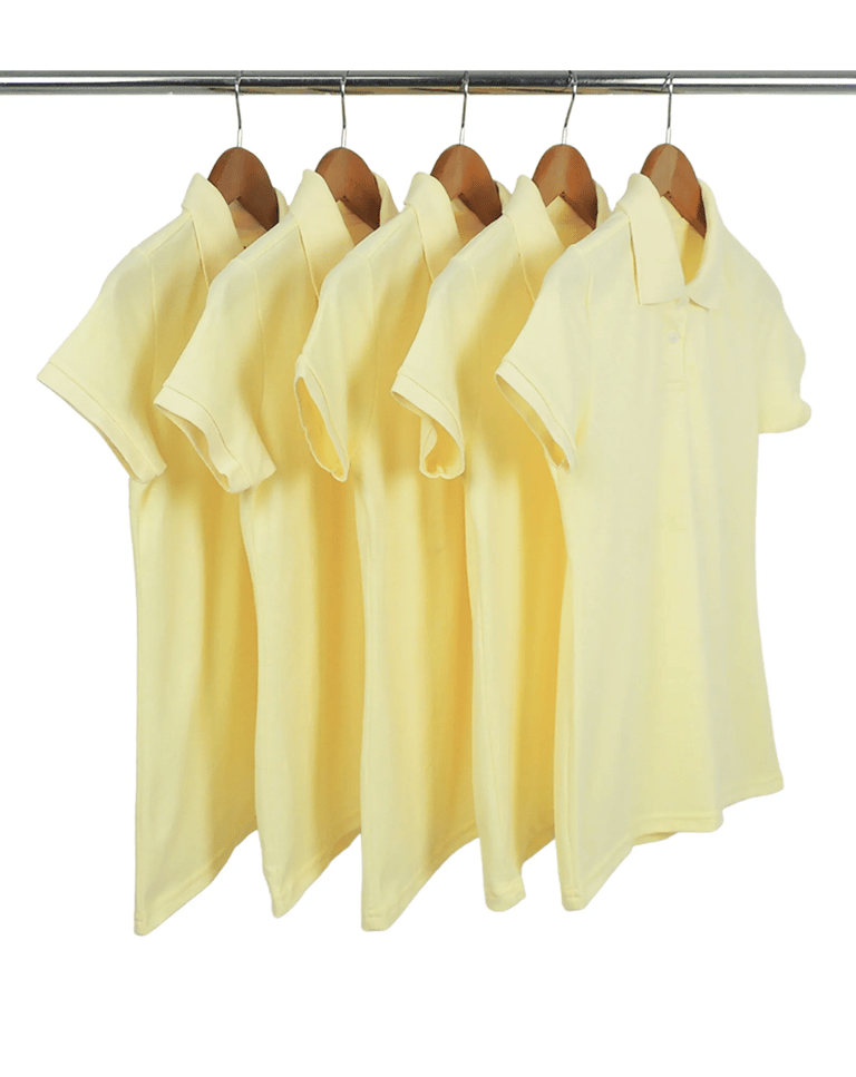 KIT 5 Camisas Polo Piquet Feminina Amarelo Claro