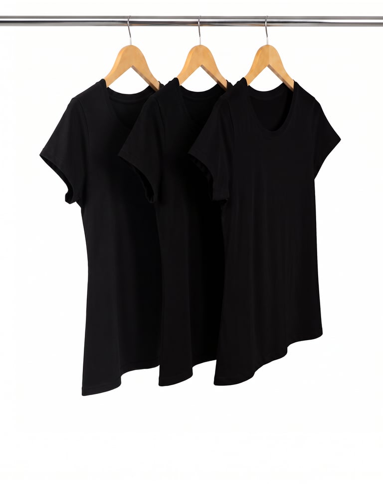 Kit 3 Baby Look de Algodão Premium Pretas