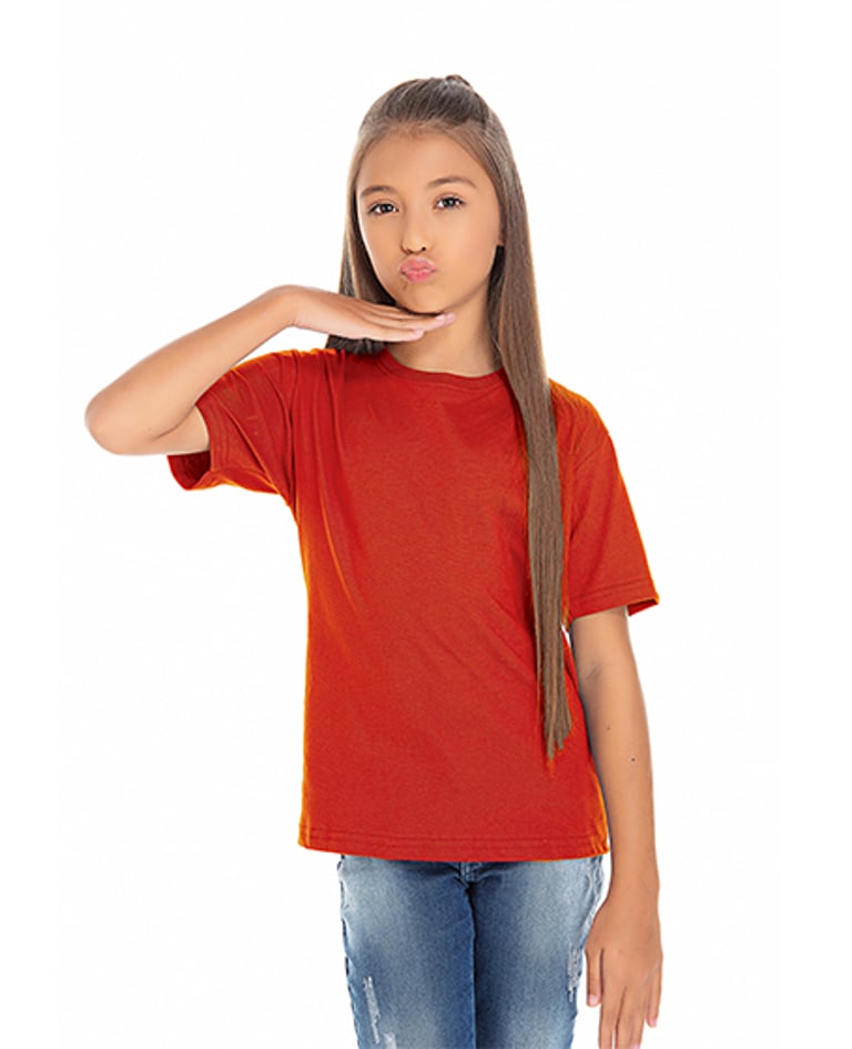 Camiseta Juvenil de Algodão Penteado Vermelha