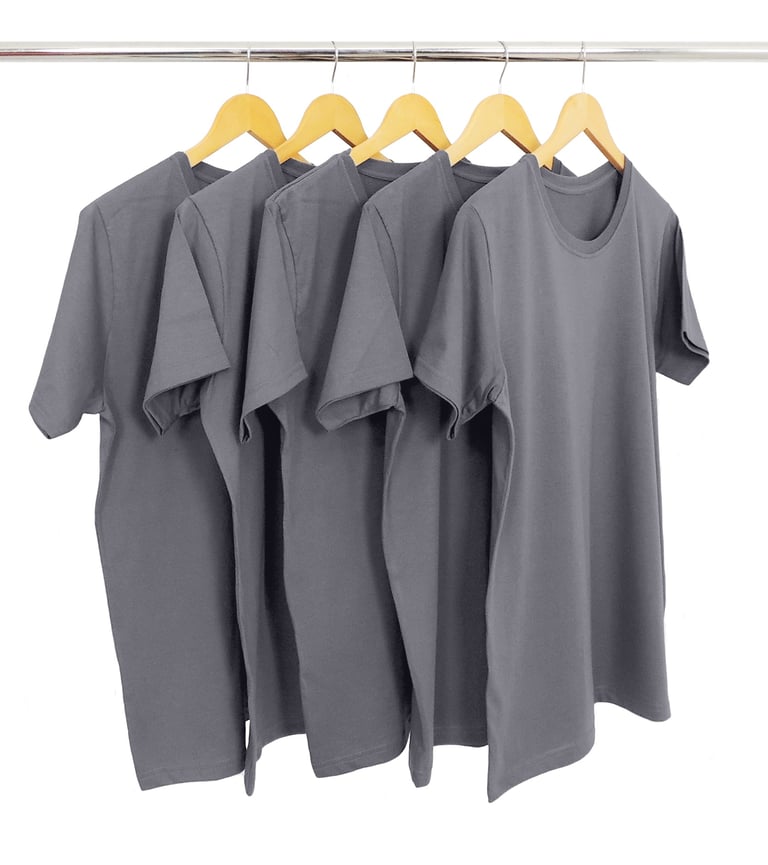 KIT 5 Camisetas Masculinas de Algodão Premium Cinza Chumbo