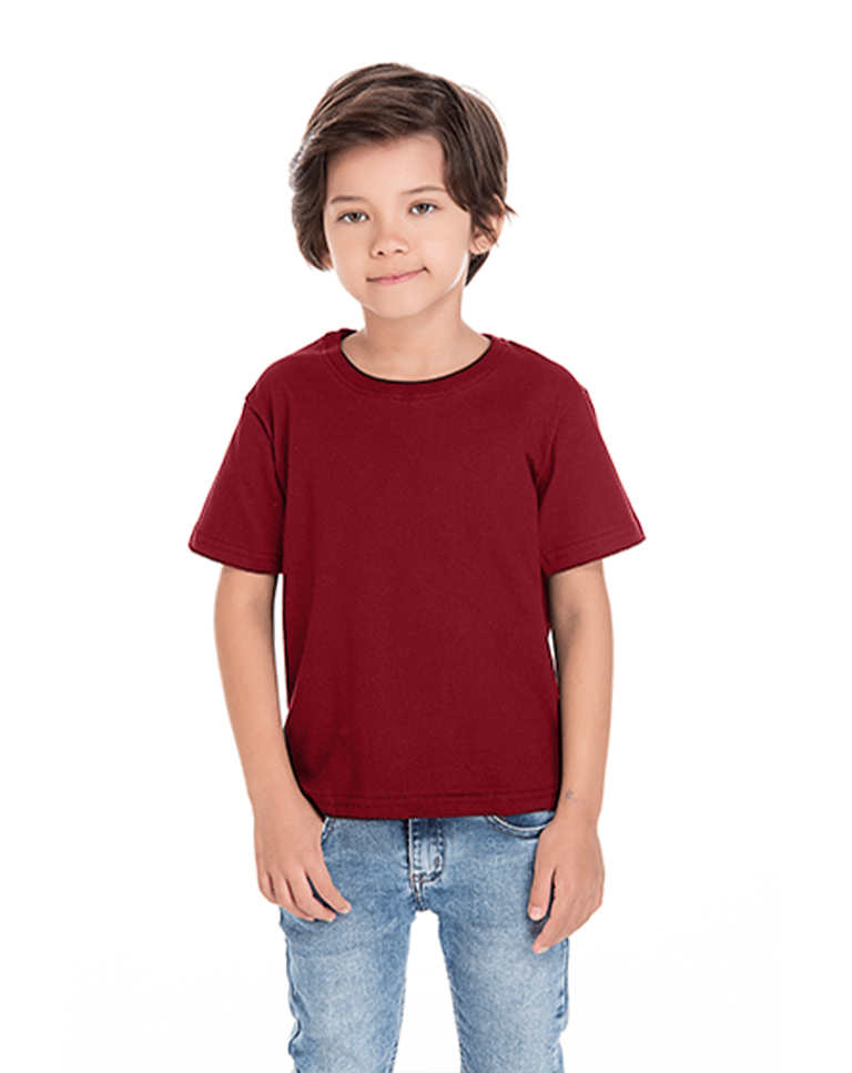 Camiseta Infantil de Algodão Penteado Bordô