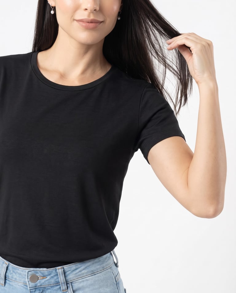 Baby Look de Algodão Premium Preta