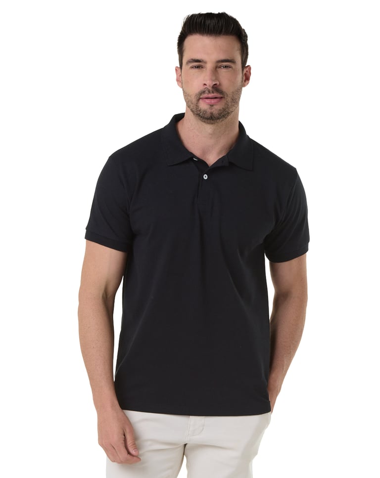 Camisa Polo Piquet Masculina Preta
