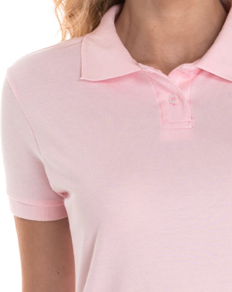 Camisa Polo Piquet Feminina Rosa Claro
