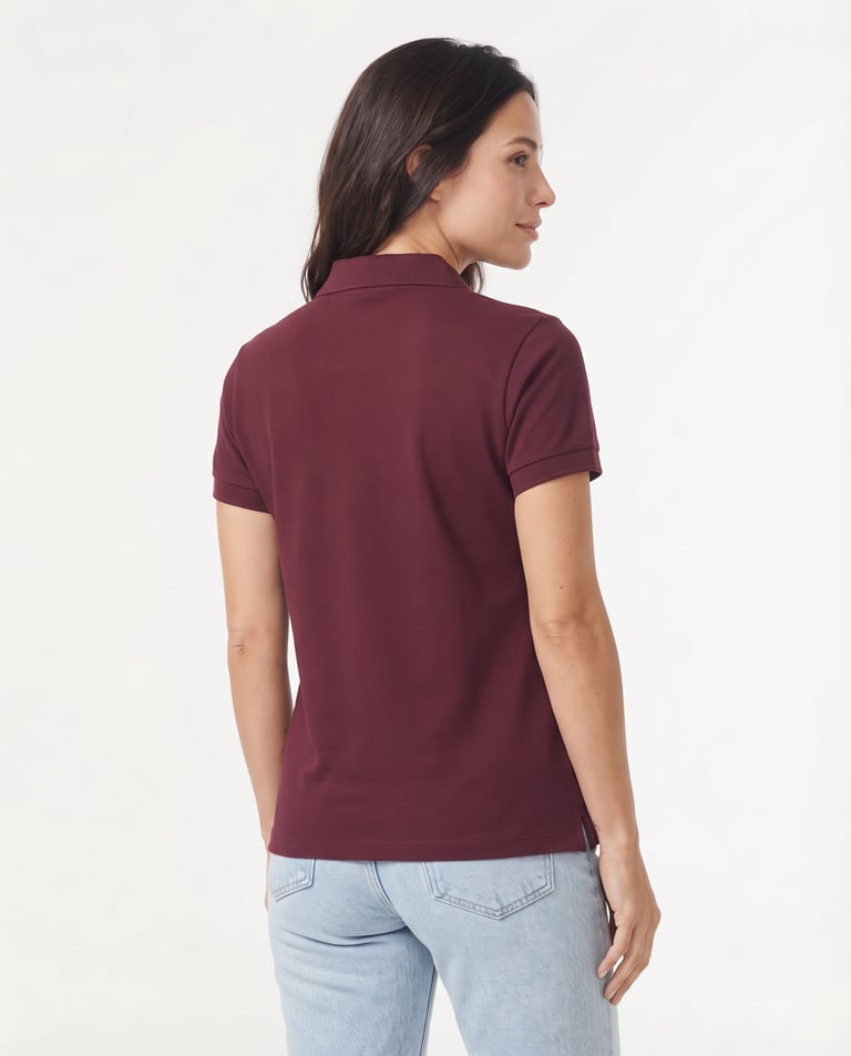 Camisa Polo Piquet Feminina Bordô