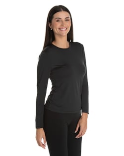 Kit 3 Camisetas Segunda Pele Manga Longa Feminina Preta UV 50+